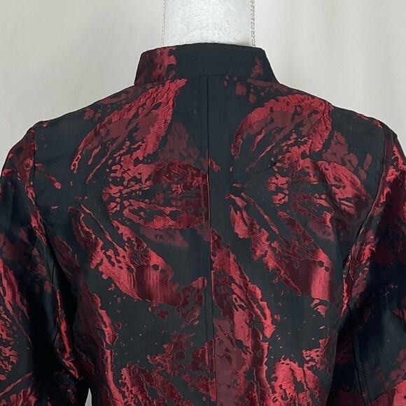 Cheryl Nash Black W Raised Metallic Red Party Event Jacket Blazer NWOT Size S - Picture 6 of 13